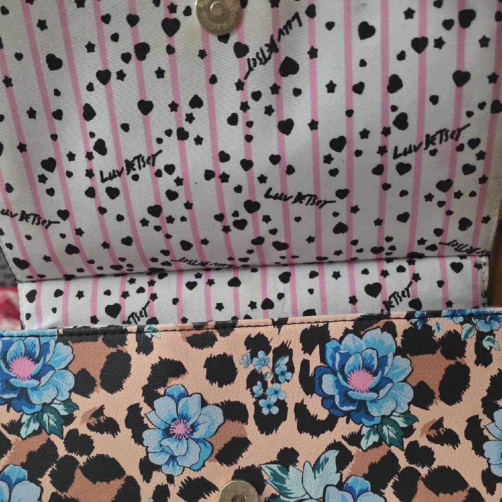 Betsey Johnson Floral Leopard Backpack - Blue and Tan GUC - Picture 3 of 16